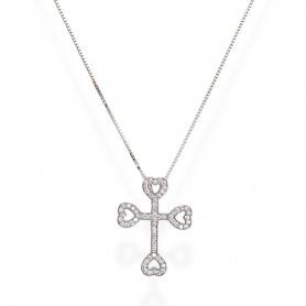 Amen collana Croce ancorata con cuori collezione Croci | CLPCRHBZ