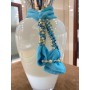 Paviglioni Jewels blue satin scarf with pearls and rhinestones | FOUL-P