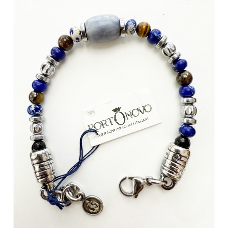 PortoNovo bracciale Cubetto da uomo in Zamak laminato argento ed ematite lapis | BRA 042412